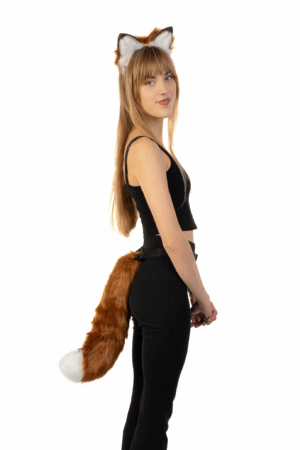 Haarband Furry Oren & Staart Set Bruin Wit Punt Wolf Vos Diadeem 1