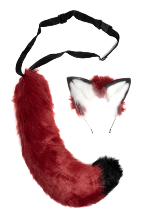 Haarband Furry Oren & Staart Set Rood Zwart Wolf Vos Diadeem Vacht