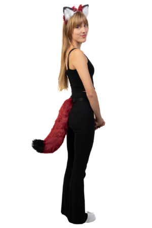 Haarband Furry Oren & Staart Set Rood Zwart Wolf Vos Diadeem Vacht 6