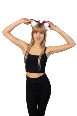 Haarband Furry Oren & Staart Set Rood Zwart Wolf Vos Diadeem Vacht 8