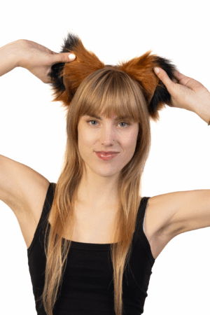 Haarband Furry Oren & Staart Set Zwart Bruin Strepen Wasbeer Diadeem 7
