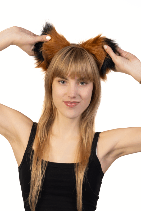 Haarband Furry Oren & Staart Set Zwart Bruin Strepen Wasbeer Diadeem 7