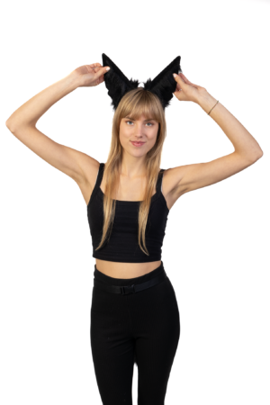 Haarband Furry Oren & Staart Set Zwart Kat Poes Wolf Vos Diadeem 9