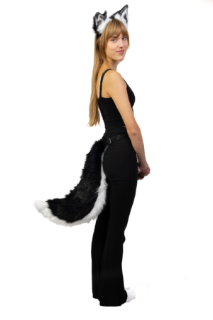 Haarband Furry Oren & Staart Set Zwart Wit Stinkdier Diadeem Vacht 6