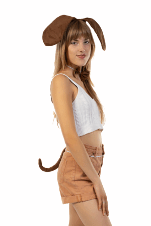 Haarband Hond Staart Strik Bruin Puppy Hondenoortjes Diadeem 5