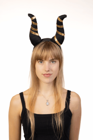 Haarband Hoorns Goud Zwart Strepen Diadeem Duivel Halloween 3