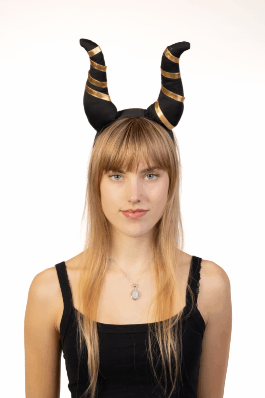 Haarband Hoorns Goud Zwart Strepen Diadeem Duivel Halloween 3