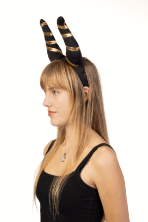 Haarband Hoorns Goud Zwart Strepen Diadeem Duivel Halloween 4