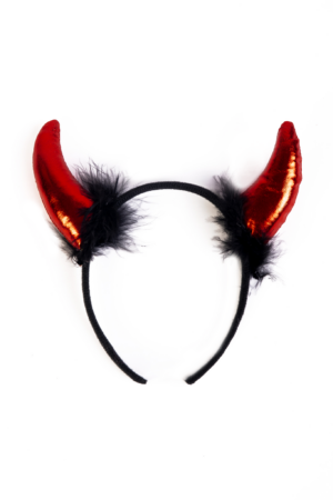 Haarband Hoorns Rood Zwart Dons Diadeem Duivel Halloween