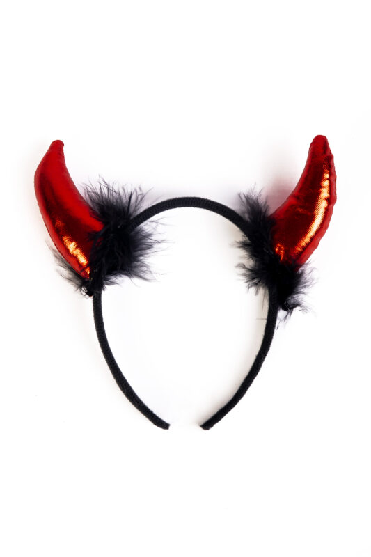 Haarband Hoorns Rood Zwart Dons Diadeem Duivel Halloween