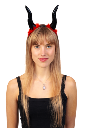 Haarband Hoorns Zwart Rood Dons Diadeem Duivel Halloween 4