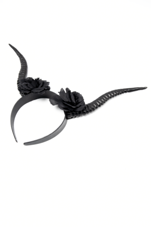 Haarband Hoorns Zwart Rozen Diadeem Duivel Halloween 2