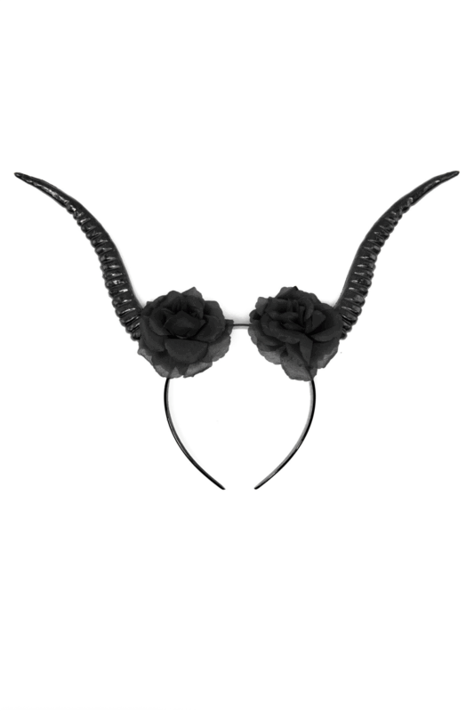 Haarband Hoorns Zwart Rozen Diadeem Duivel Halloween