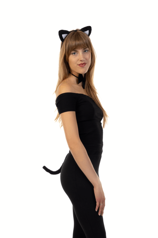 Haarband Kat Staart Strik Zwarte Poes Kattenoortjes Diadeem 5