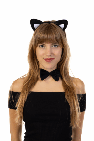 Haarband Kat Staart Strik Zwarte Poes Kattenoortjes Diadeem 6