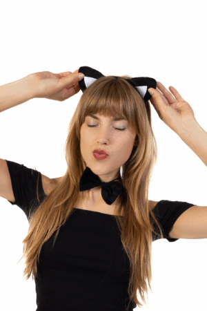 Haarband Kat Staart Strik Zwarte Poes Kattenoortjes Diadeem 7