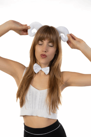 Haarband Schaap Staart Strik Wit Hoorns Schapenoren Diadeem 2