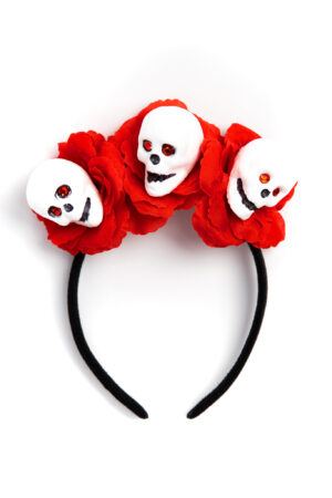 Haarband Skulls Rode Rozen Halloween Diadeem Dia De Los Muertos