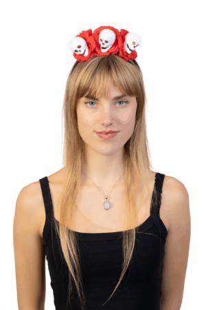 Haarband Skulls Rode Rozen Halloween Diadeem Dia De Los Muertos 2