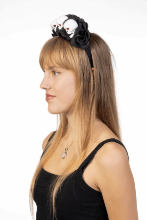 Haarband Skulls Zwarte Rozen Halloween Diadeem Dia De Los Muertos 3