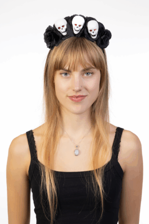 Haarband Skulls Zwarte Rozen Halloween Diadeem Dia De Los Muertos 4