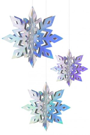 Hangdecoratie sneeuwvlokken zilver holografisch sterren
