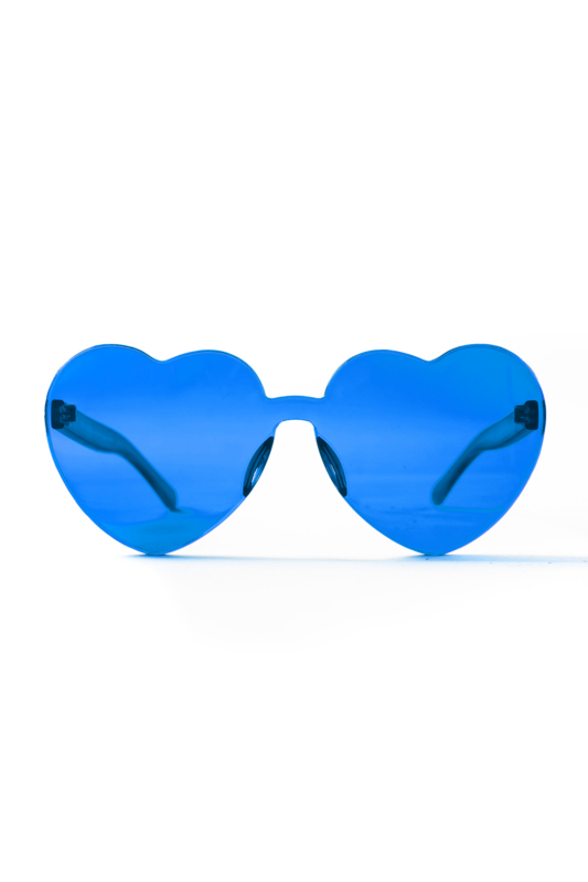 Hartjes Zonnebril Transparant Oceaanblauw Hippie Love Groot Hart