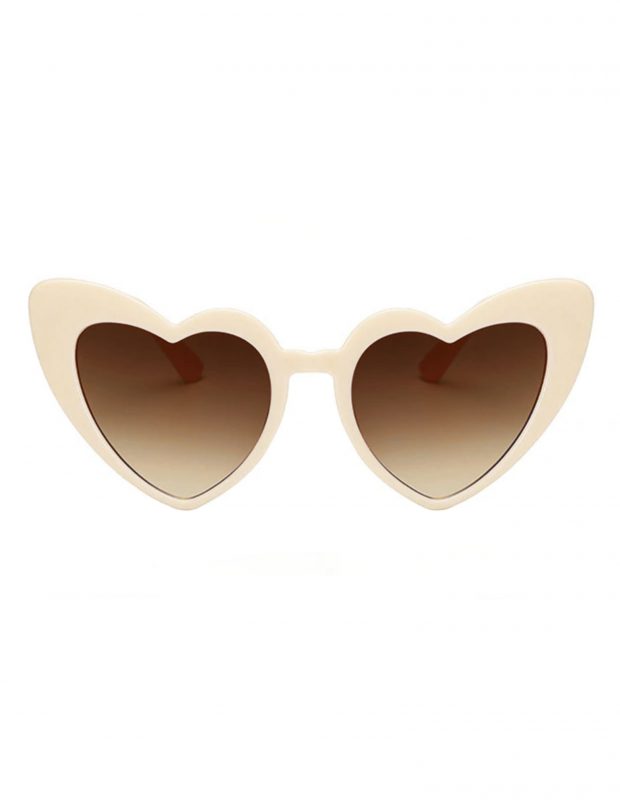 Hartjes zonnebril cremekleurig cat eye