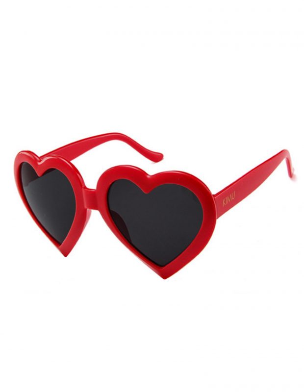 Hartjes zonnebril rood groot festival
