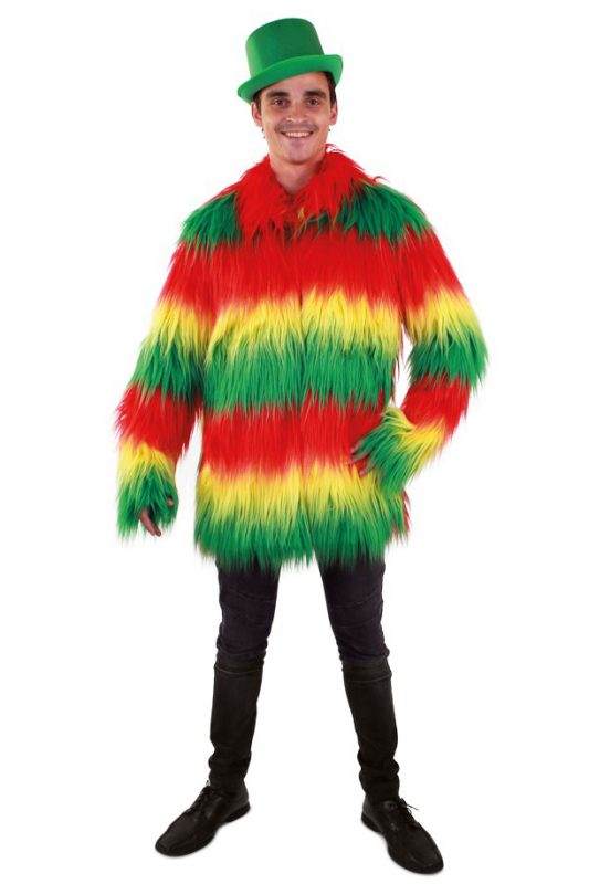 Heren bontjas rood geel groen reggae jas Limburg