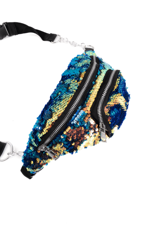 Heuptas Pailletten Oceaanblauw Oranje Sequin Ketting 1