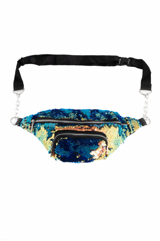 Heuptas Pailletten Oceaanblauw Oranje Sequin Ketting