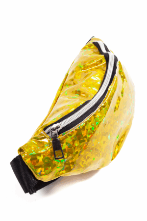 Heuptasje holografisch geel glitter heuptas 2