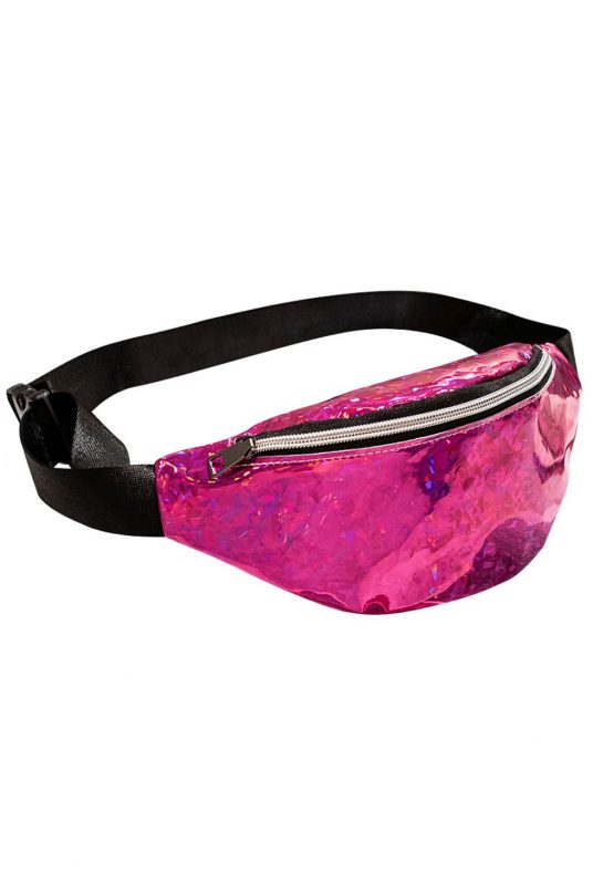 Heuptasje holografisch roze glitter heuptas