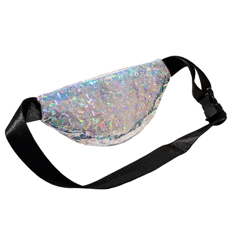 Heuptasje holografisch zilver glitter heuptas
