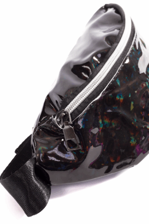 Heuptasje holografisch zwart glitter heuptas 2