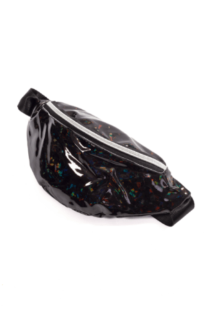 Heuptasje holografisch zwart glitter heuptas 3