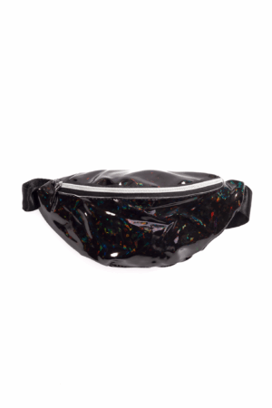 Heuptasje holografisch zwart glitter heuptas