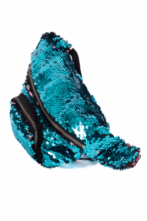 Heuptasje omkeerbare pailletten blauw roze sequin 1