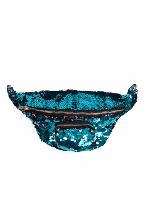 Heuptasje omkeerbare pailletten blauw roze sequin