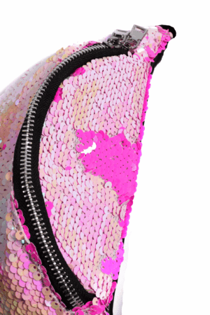 Heuptasje omkeerbare pailletten roze wit parelmoer sequin 3