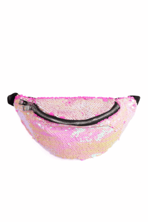 Heuptasje omkeerbare pailletten roze wit parelmoer sequin