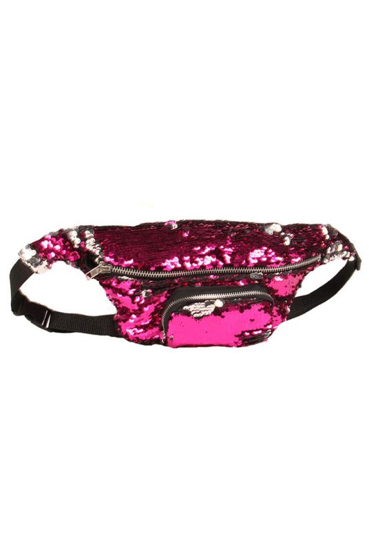 Heuptasje omkeerbare pailletten roze zilver sequin