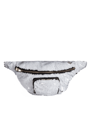 Heuptasje omkeerbare pailletten wit zilver sequin