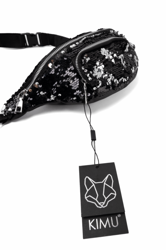 Heuptasje pailletten voorvakje zwart zilver sequin ketting 1