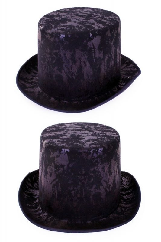 Hoge hoed zwart tophat steampunk fluweel one size