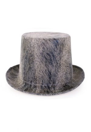 Hoge hoed grijs steampunk tophat one size
