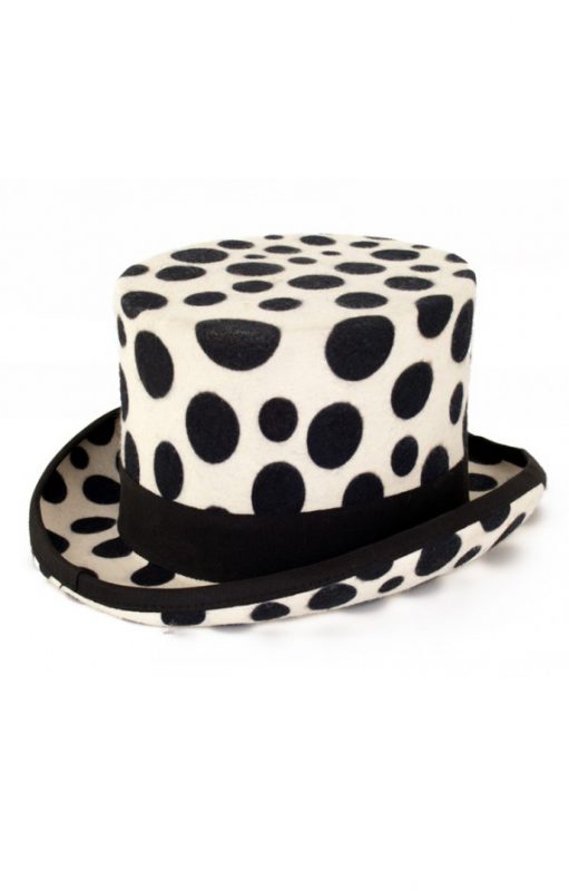 Hoge hoed wit dalmatier tophat
