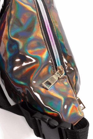 Holografische Heuptas Bruin Twee Ritsen Regenboog 3