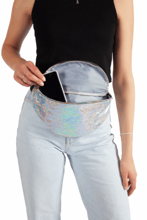 Holografische Heuptas Zilver Glitter Patroon Regenboog 5